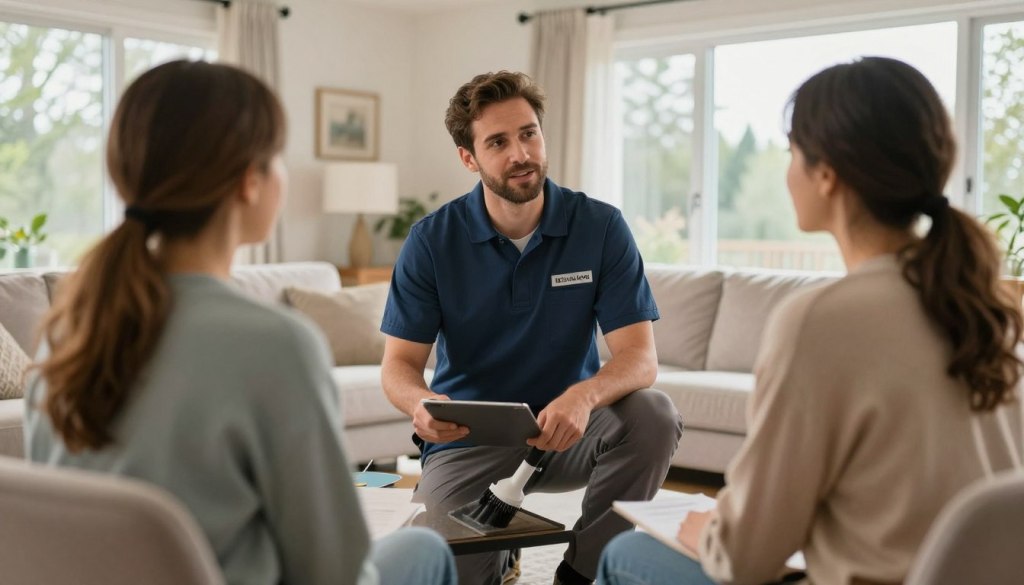 Carpet cleaning consultation answering customer questions