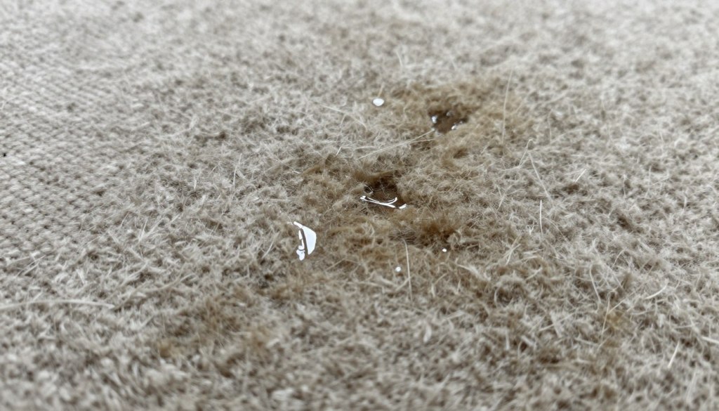 Carpet damage from DIY cleaning showing discoloration and fiber damage
