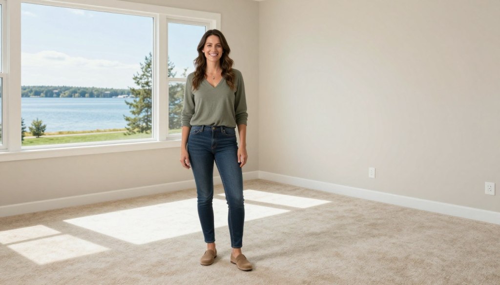 Happy satisfied customer with clean carpets in Lake Geneva home