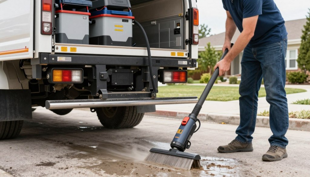 Hot water extraction carpet cleaning in action