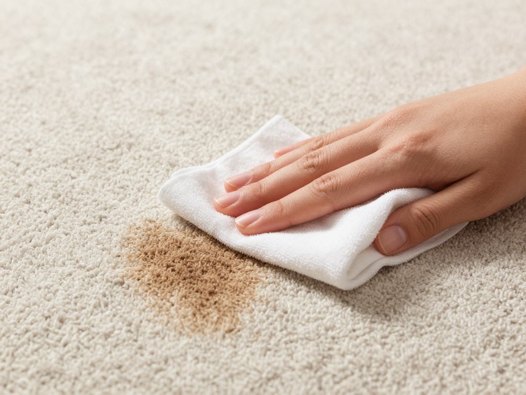 Immediate spot cleaning demonstration showing proper technique for fresh carpet spills