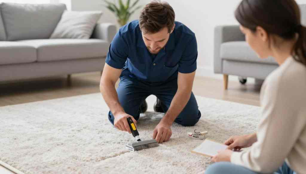 Professional carpet inspection identifying problems