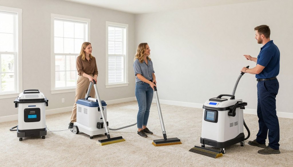 Step-by-step carpet cleaning process demonstration