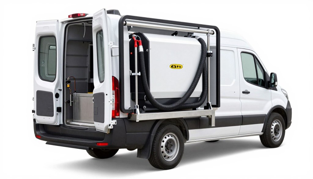 Truckmounted carpet cleaning equipment system