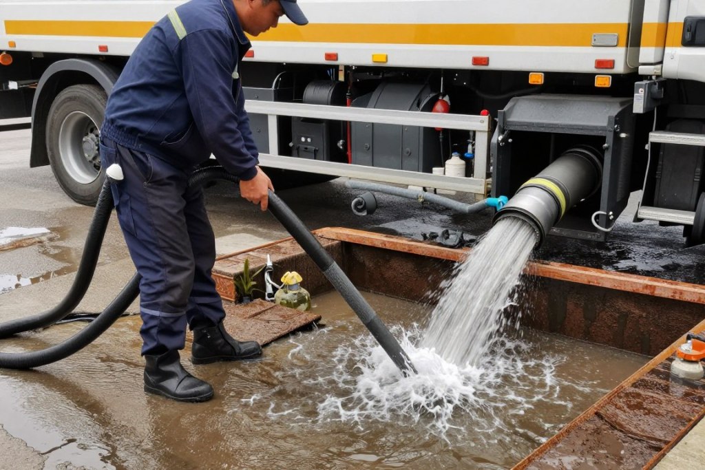 Water extraction equipment removing flood water
