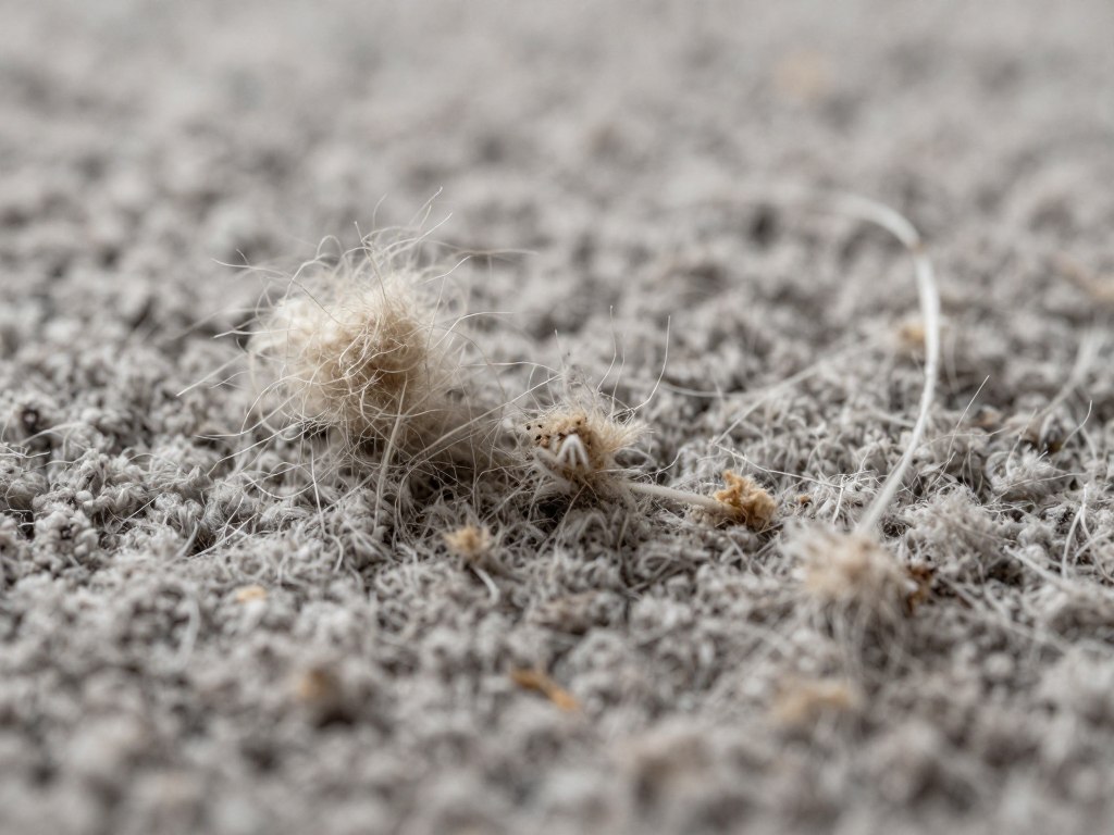 damaged carpet fibers close-up from improper cleaning