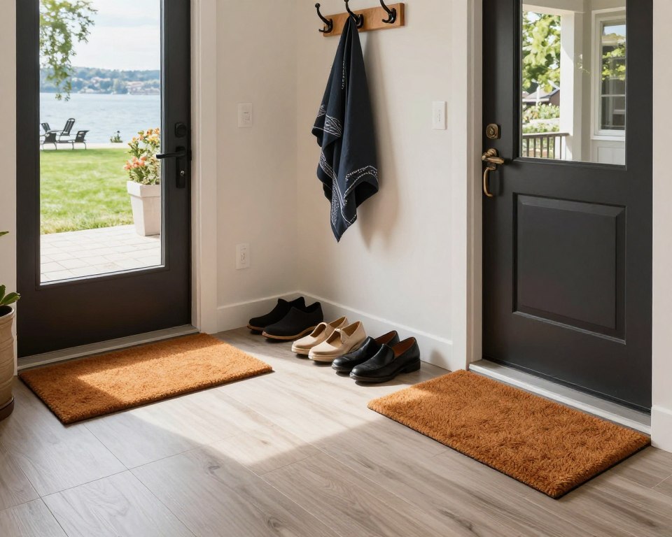 entrance mat and shoe removal area preventing allergens in Lake Geneva home
