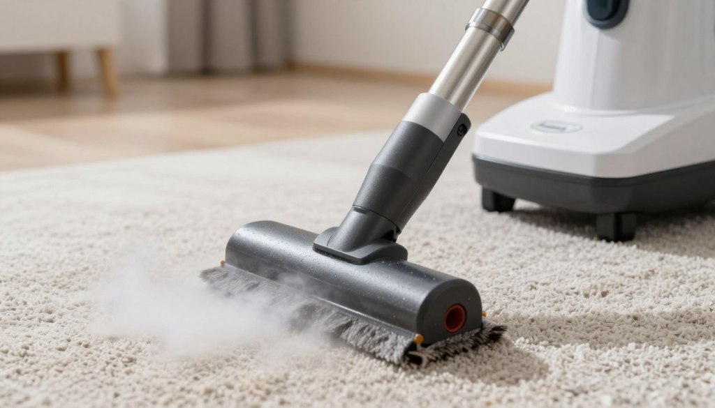 hot water extraction carpet cleaning method demonstration in Burlington home