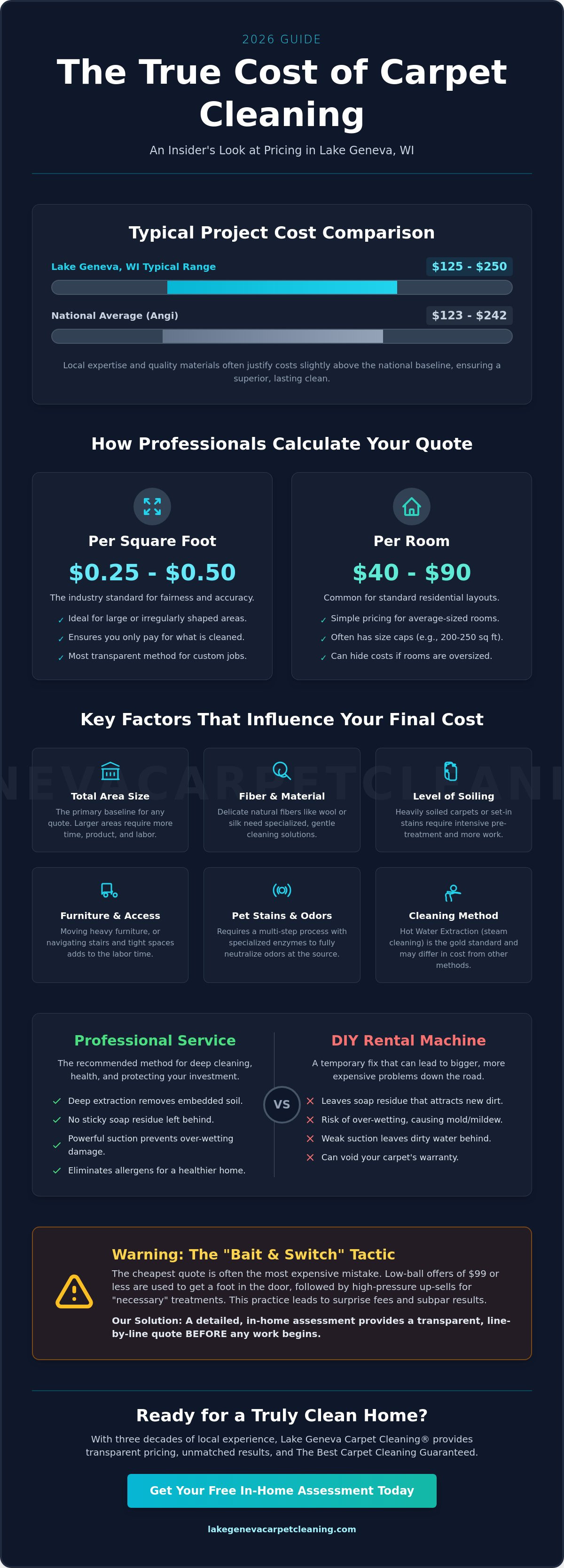 Carpet Cleaning Cost in Lake Geneva WI: 2026 Professional Pricing Guide